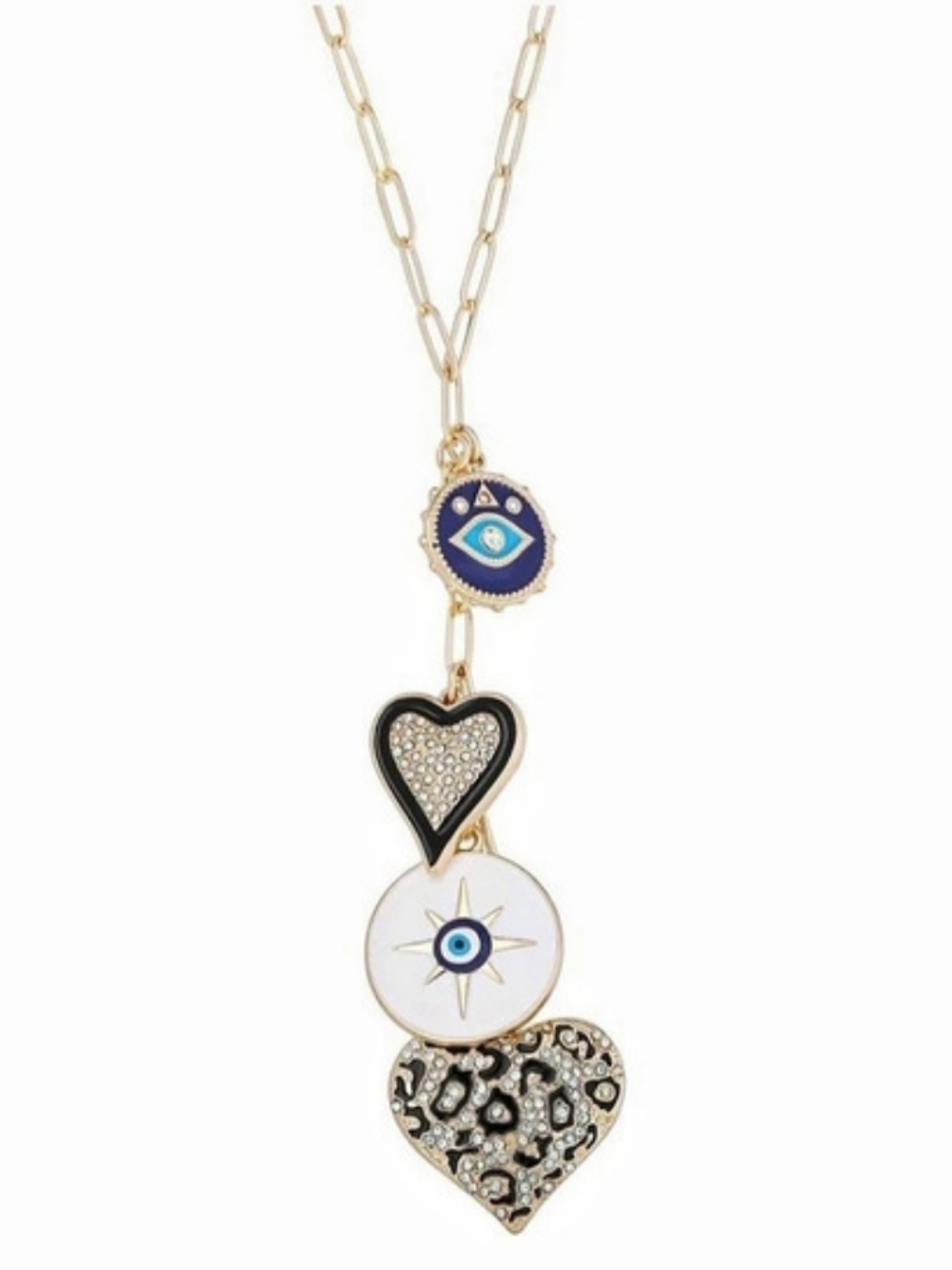 Jessica Simpson 18" + 3" Necklace Pendant Necklace in Gold & Black NWT
